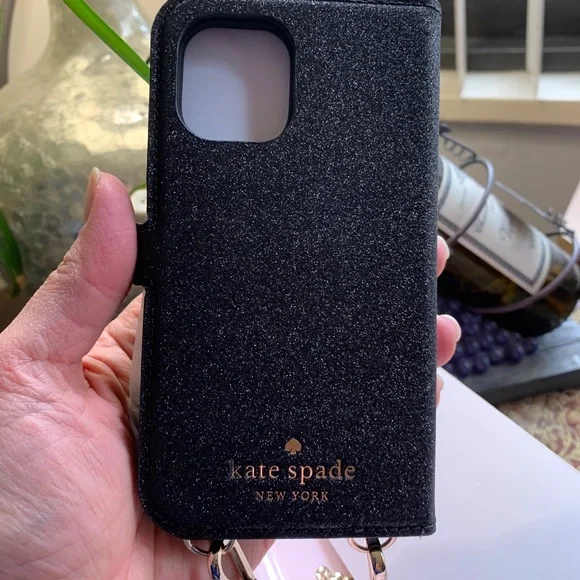 Kate Spade Glitter iPhone 12 mini removable magnetic case/card snap Crosby - Picture 16 of 16